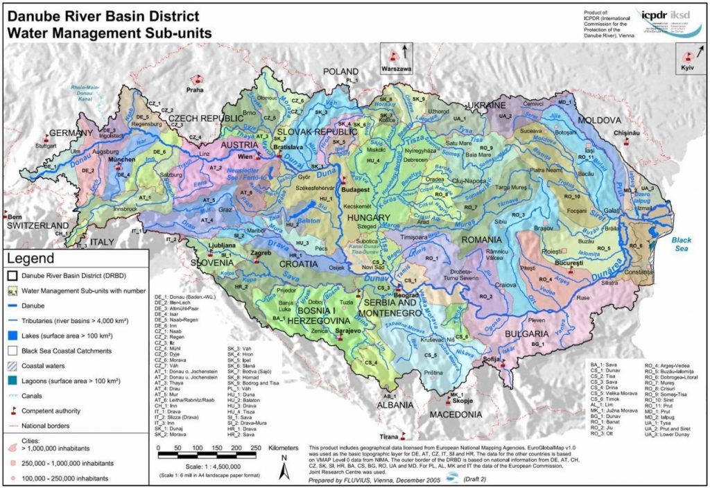Mapa medzinárodného povodia rieky Dunaj 